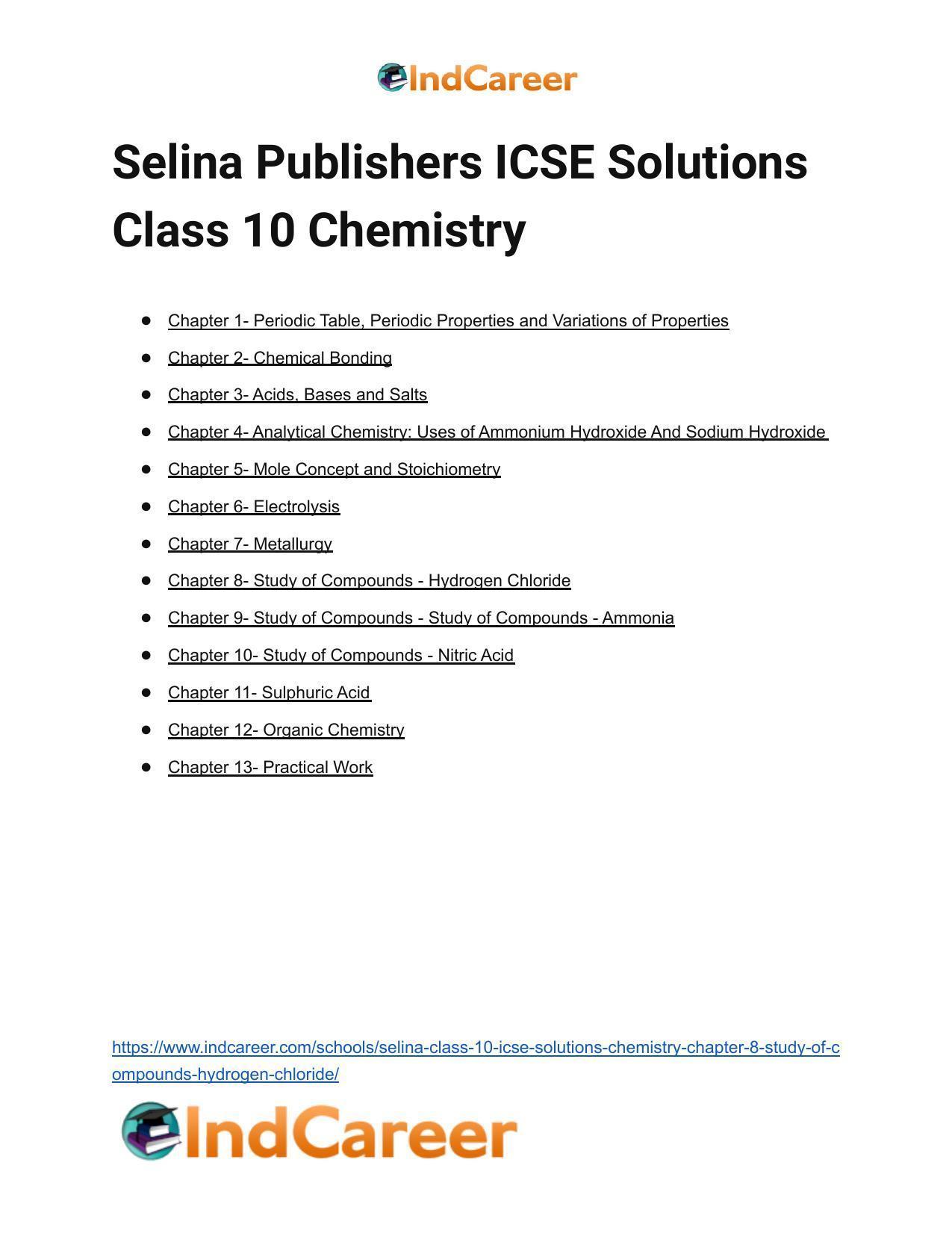 Selina Class 10 ICSE Solutions Chemistry : Chapter 8- Study of Compounds - Hydrogen Chloride - Page 10