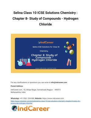 Selina Class 10 ICSE Solutions Chemistry : Chapter 8- Study of Compounds - Hydrogen Chloride