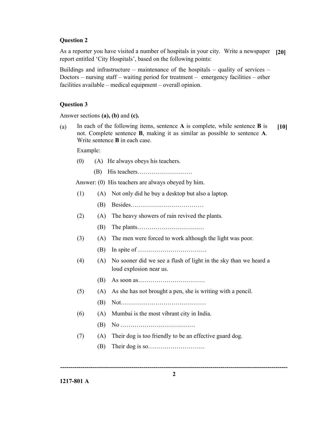 ISC Class 12 2017 English paper I Question Paper - Page 2