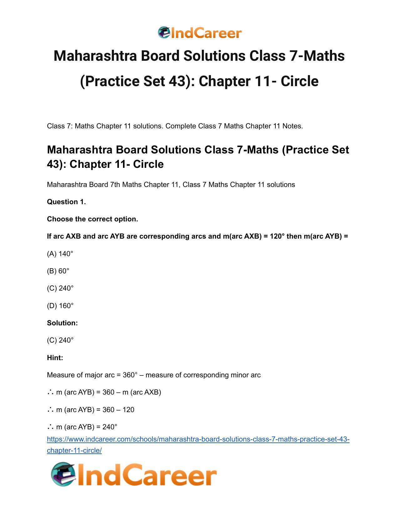 Maharashtra Board Solutions Class 7-Maths (Practice Set 43): Chapter 11- Circle - Page 2