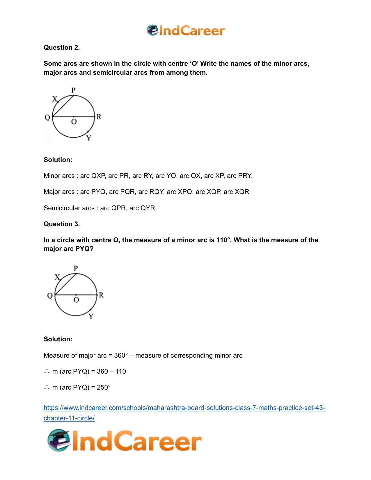 Maharashtra Board Solutions Class 7-Maths (Practice Set 43): Chapter 11- Circle - Page 3