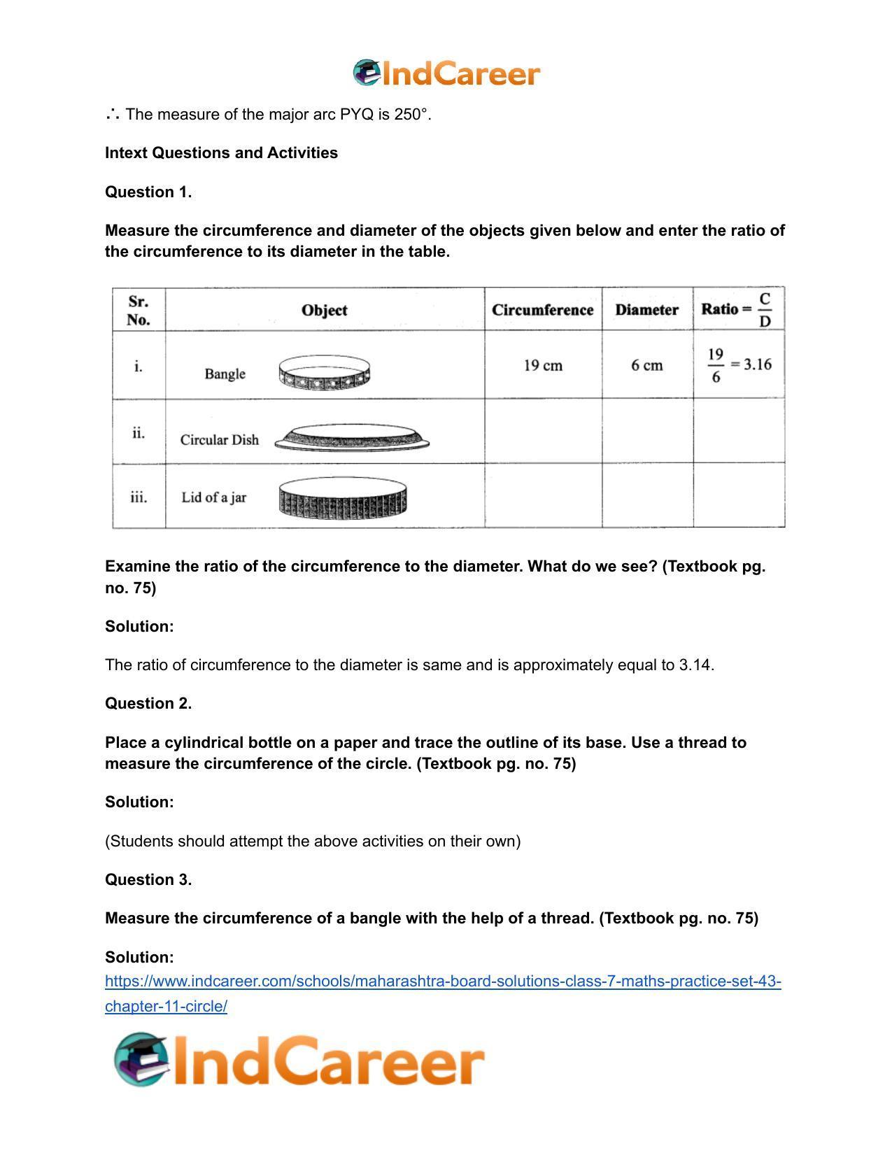 Maharashtra Board Solutions Class 7-Maths (Practice Set 43): Chapter 11- Circle - Page 4