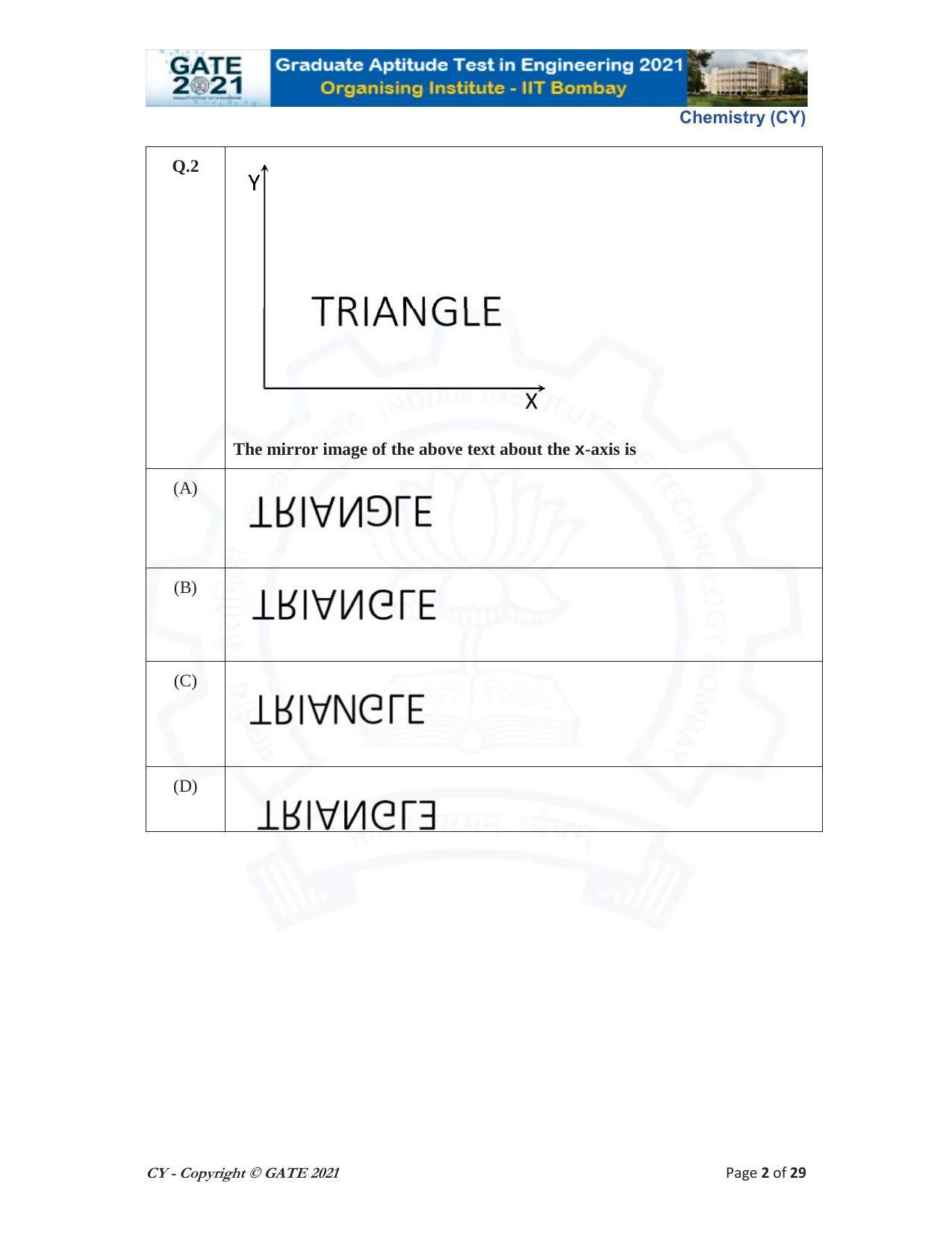 GATE 2021 Chemistry (CY) Question Paper - Page 2
