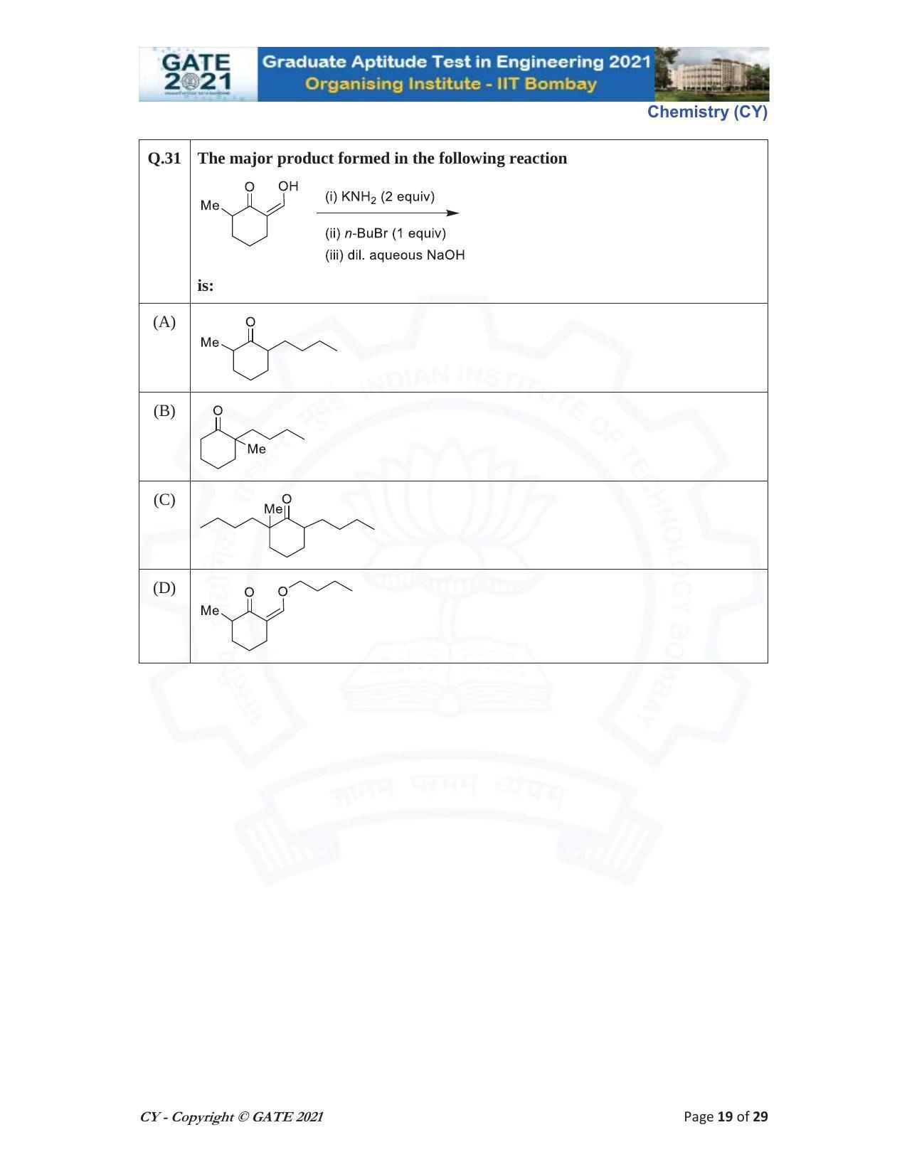 GATE 2021 Chemistry (CY) Question Paper - Page 19