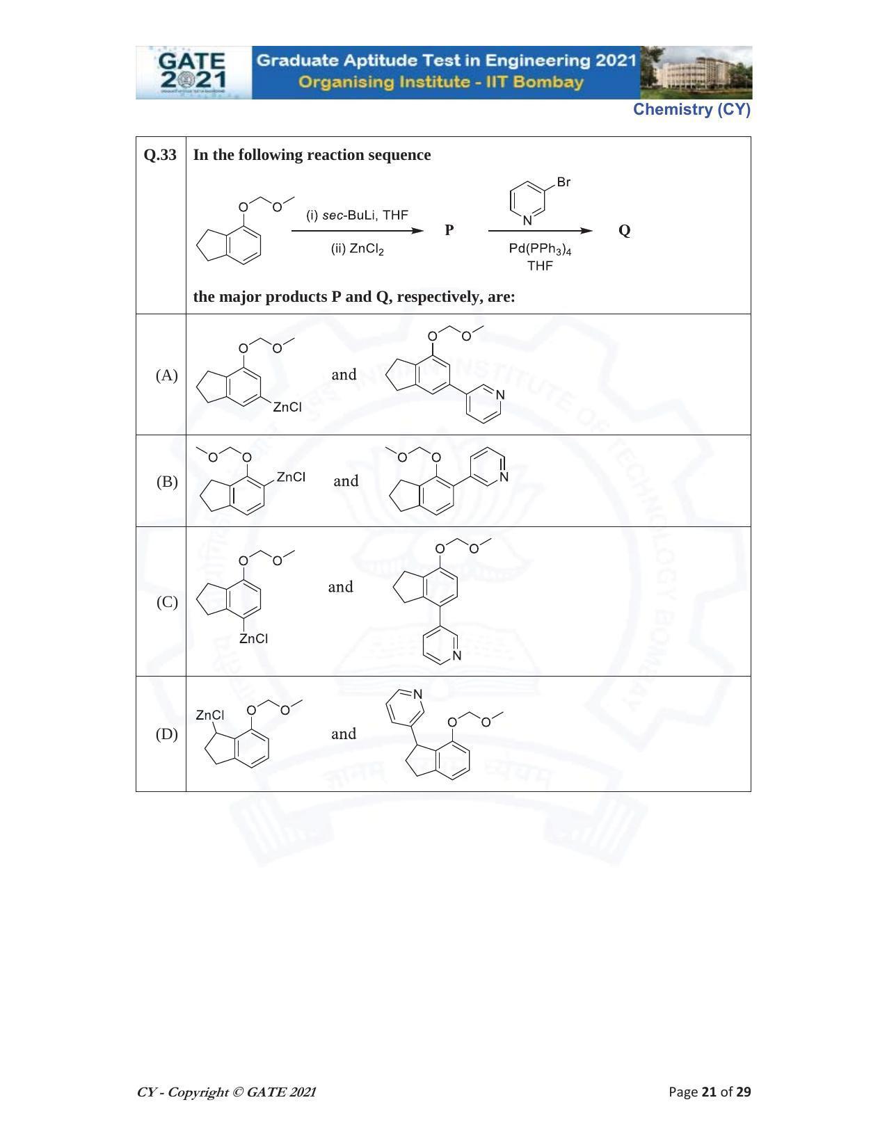 GATE 2021 Chemistry (CY) Question Paper - Page 21