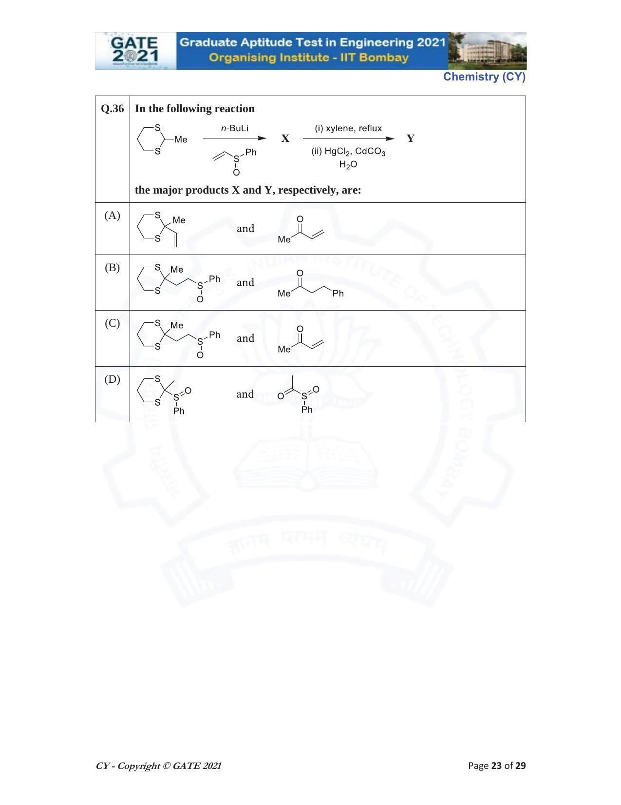 GATE 2021 Chemistry (CY) Question Paper - Page 23