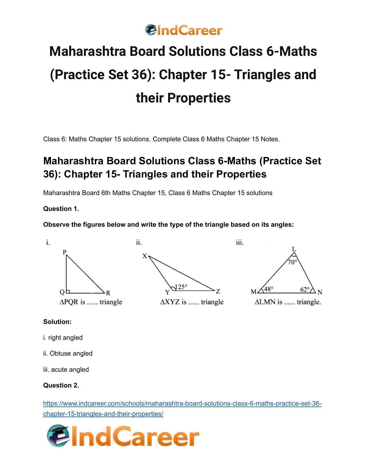 Maharashtra Board Solutions Class 6-Maths (Practice Set 36): Chapter 15- Triangles and their Properties - Page 2