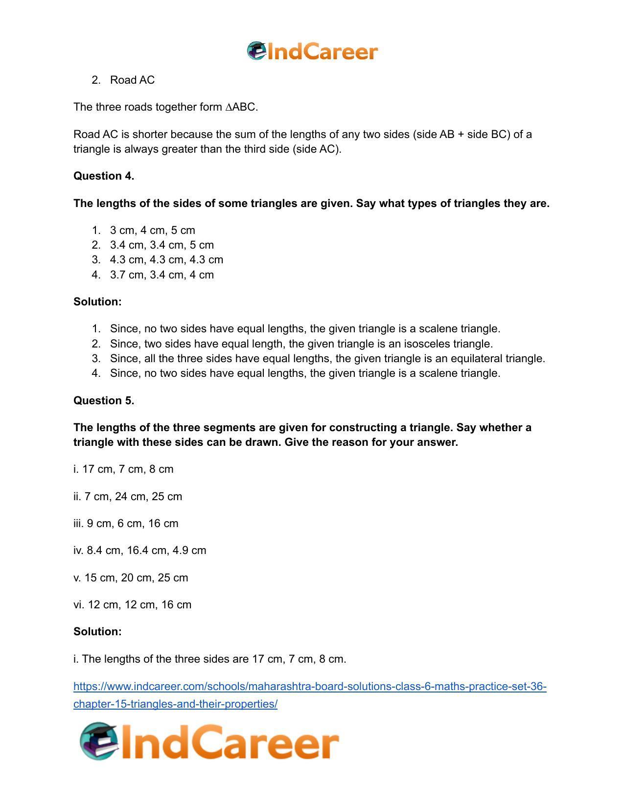 Maharashtra Board Solutions Class 6-Maths (Practice Set 36): Chapter 15- Triangles and their Properties - Page 4