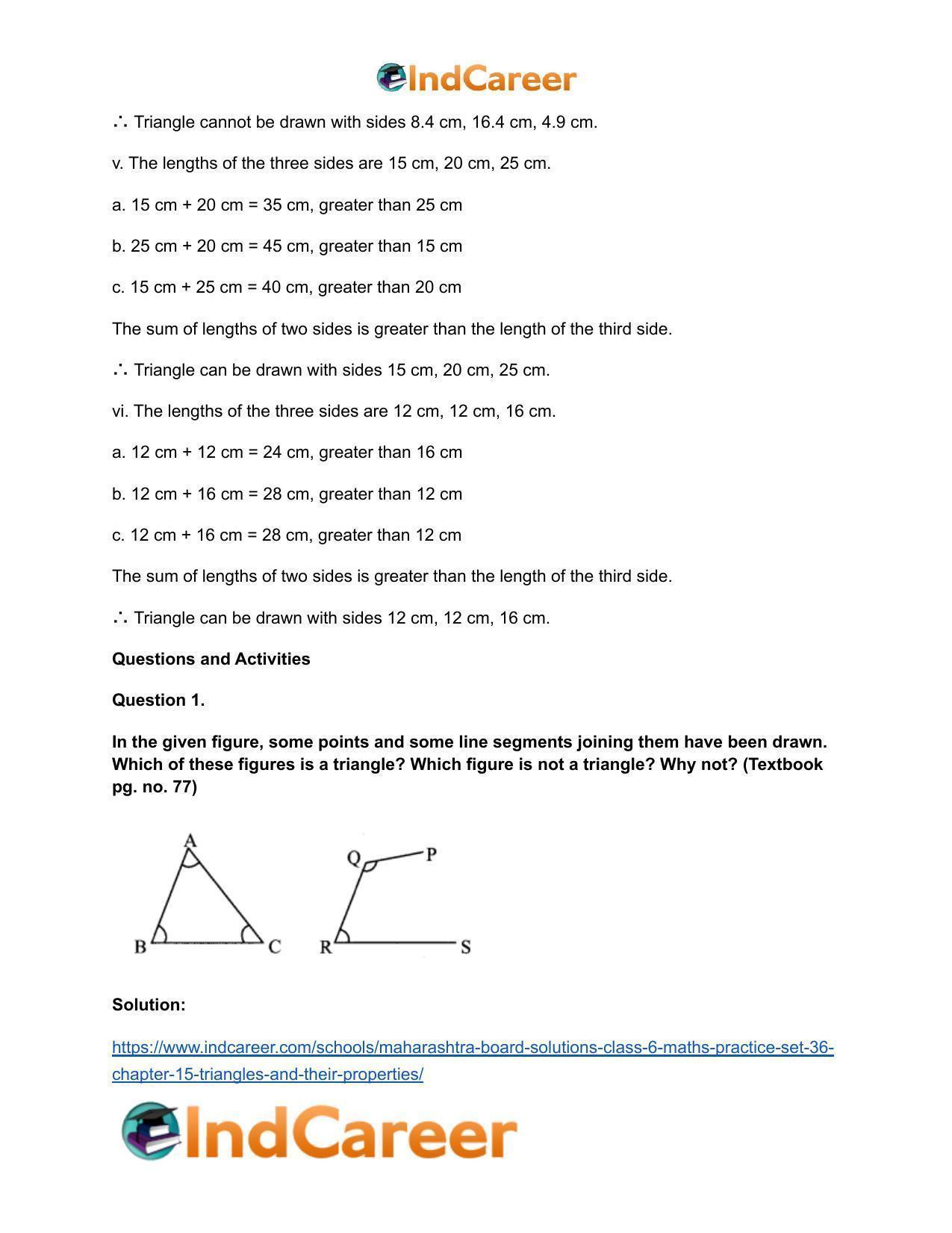 Maharashtra Board Solutions Class 6-Maths (Practice Set 36): Chapter 15- Triangles and their Properties - Page 6