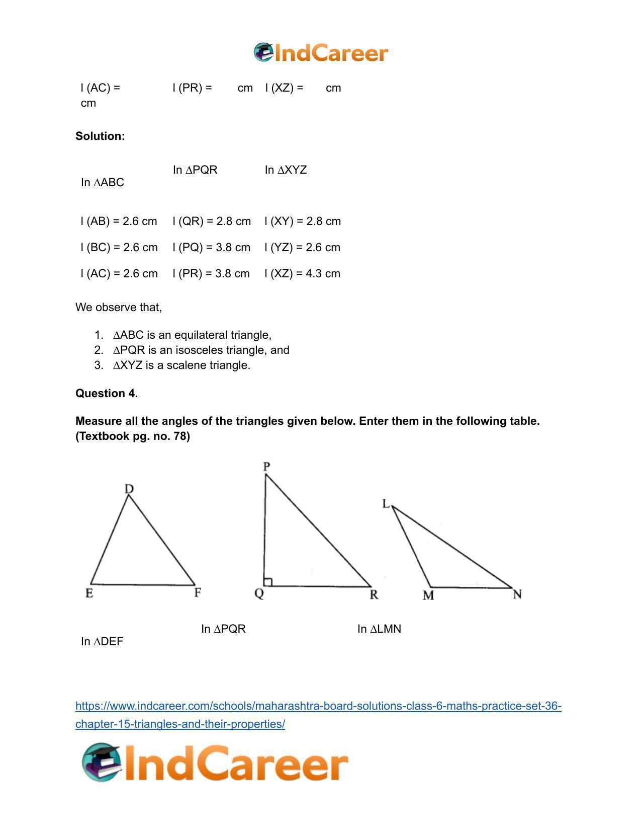 Maharashtra Board Solutions Class 6-Maths (Practice Set 36): Chapter 15- Triangles and their Properties - Page 8