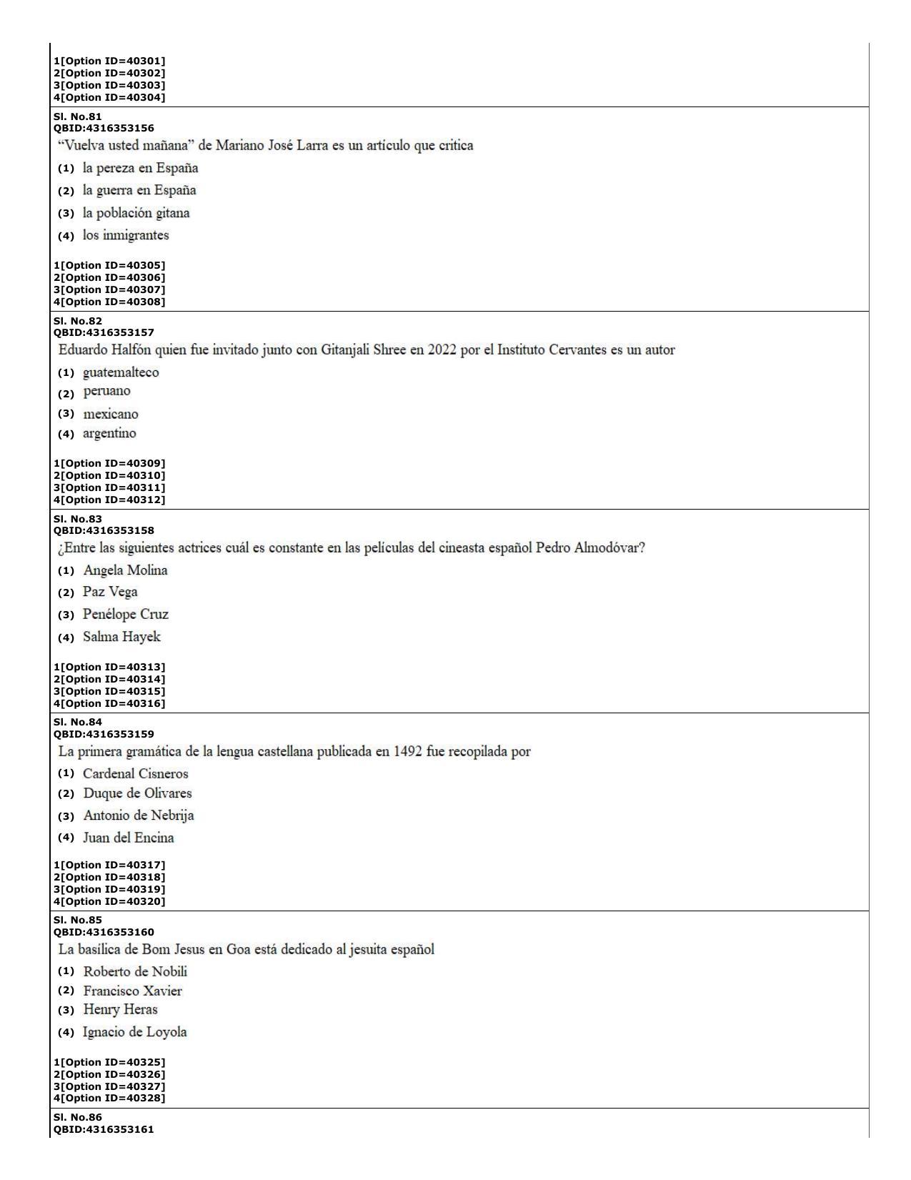 CUET (PG) 2022: PGQP-60 Hispanic (10-09-2022) Question Paper - Page 22