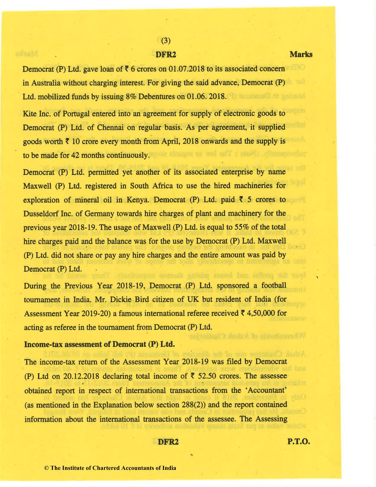 CA Final May 2019 Question Paper - Paper 6C – International Taxation - Page 3