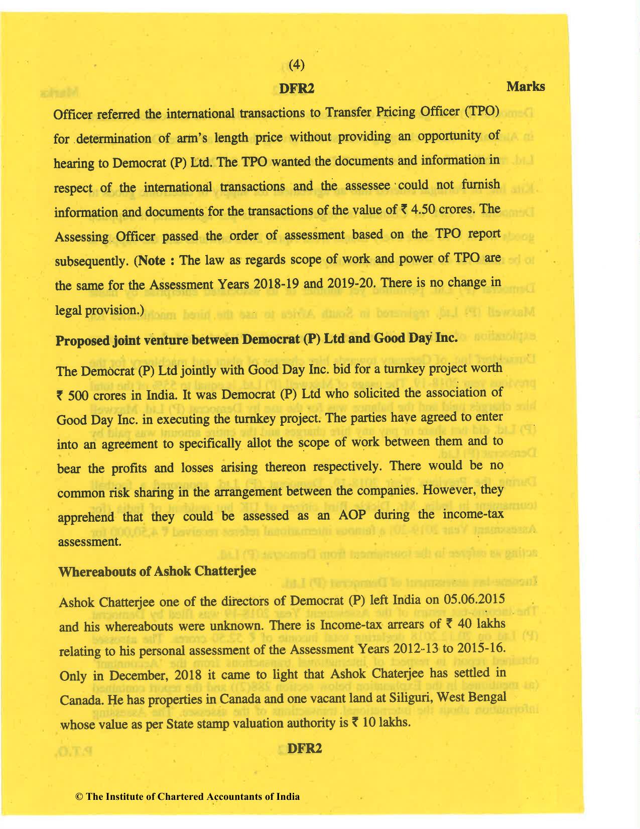 CA Final May 2019 Question Paper - Paper 6C – International Taxation - Page 4