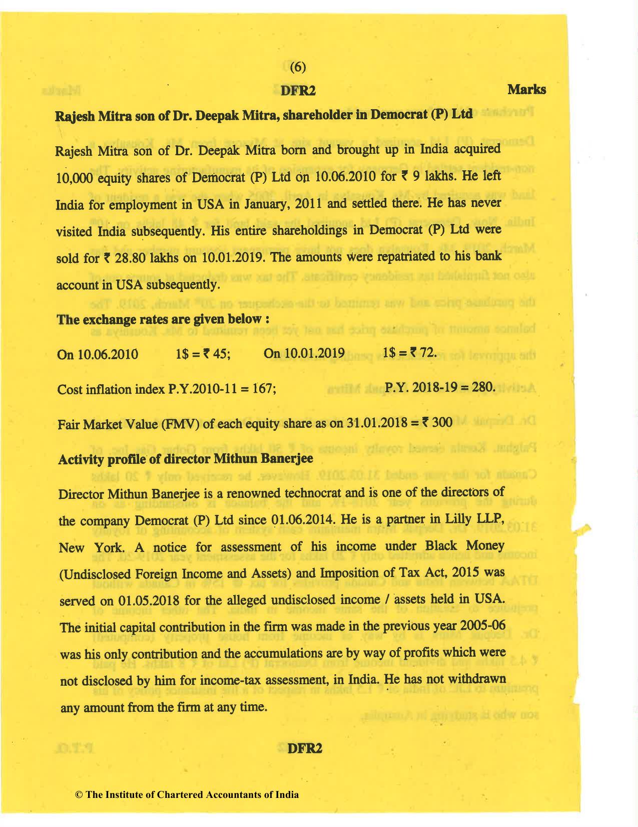 CA Final May 2019 Question Paper - Paper 6C – International Taxation - Page 6