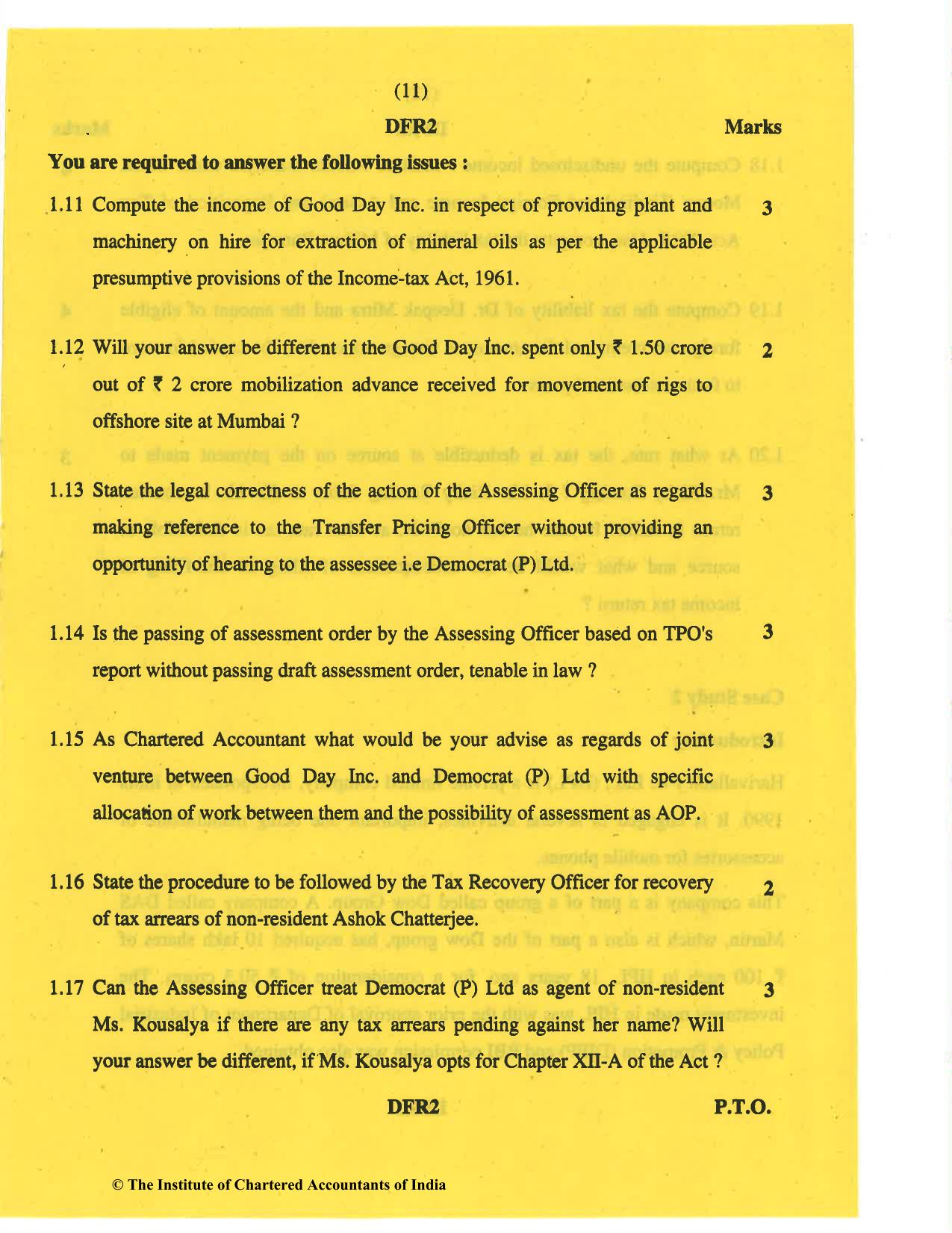 CA Final May 2019 Question Paper - Paper 6C – International Taxation - Page 11