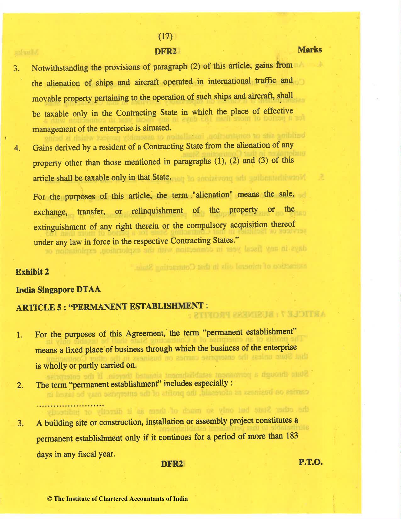 CA Final May 2019 Question Paper - Paper 6C – International Taxation - Page 17