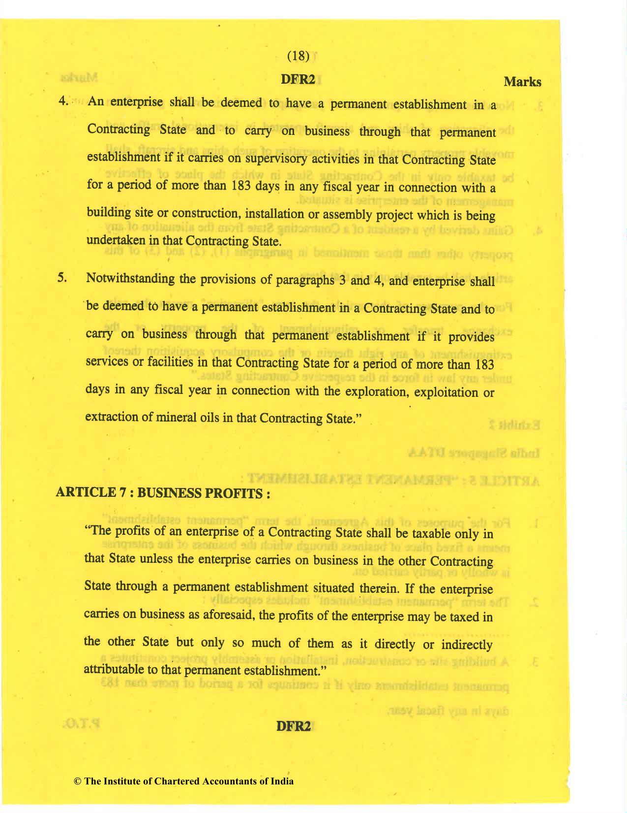CA Final May 2019 Question Paper - Paper 6C – International Taxation - Page 18
