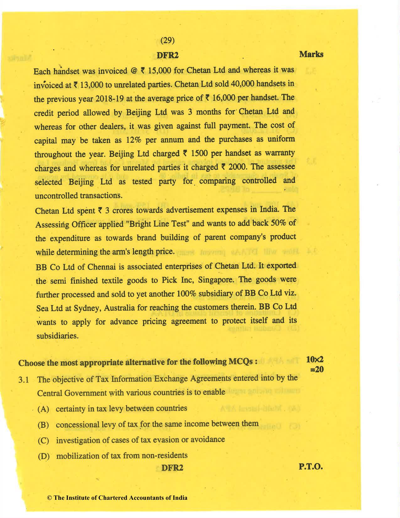 CA Final May 2019 Question Paper - Paper 6C – International Taxation - Page 29