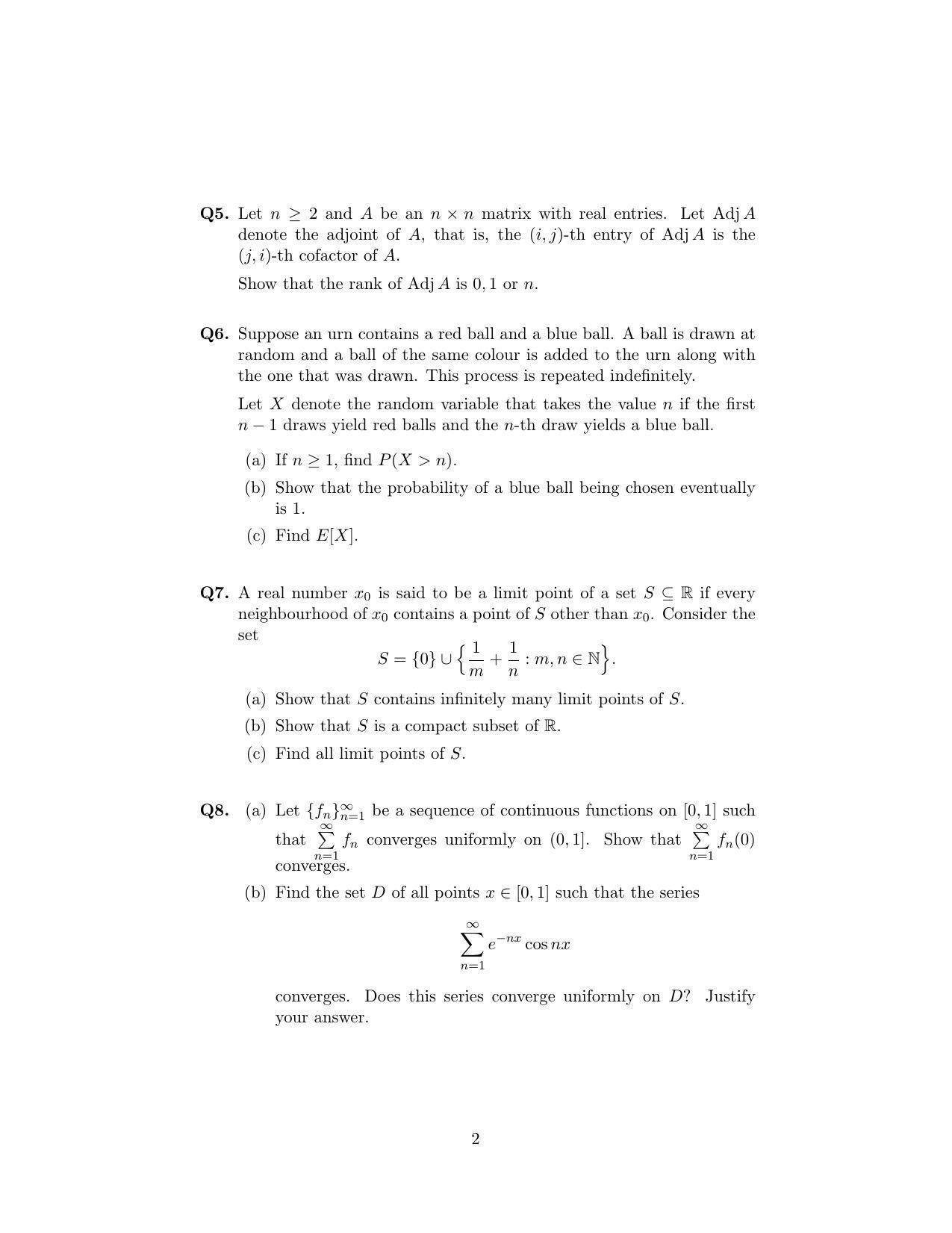 ISI Admission Test M.Math. PMB 2018 Sample Paper - Page 2