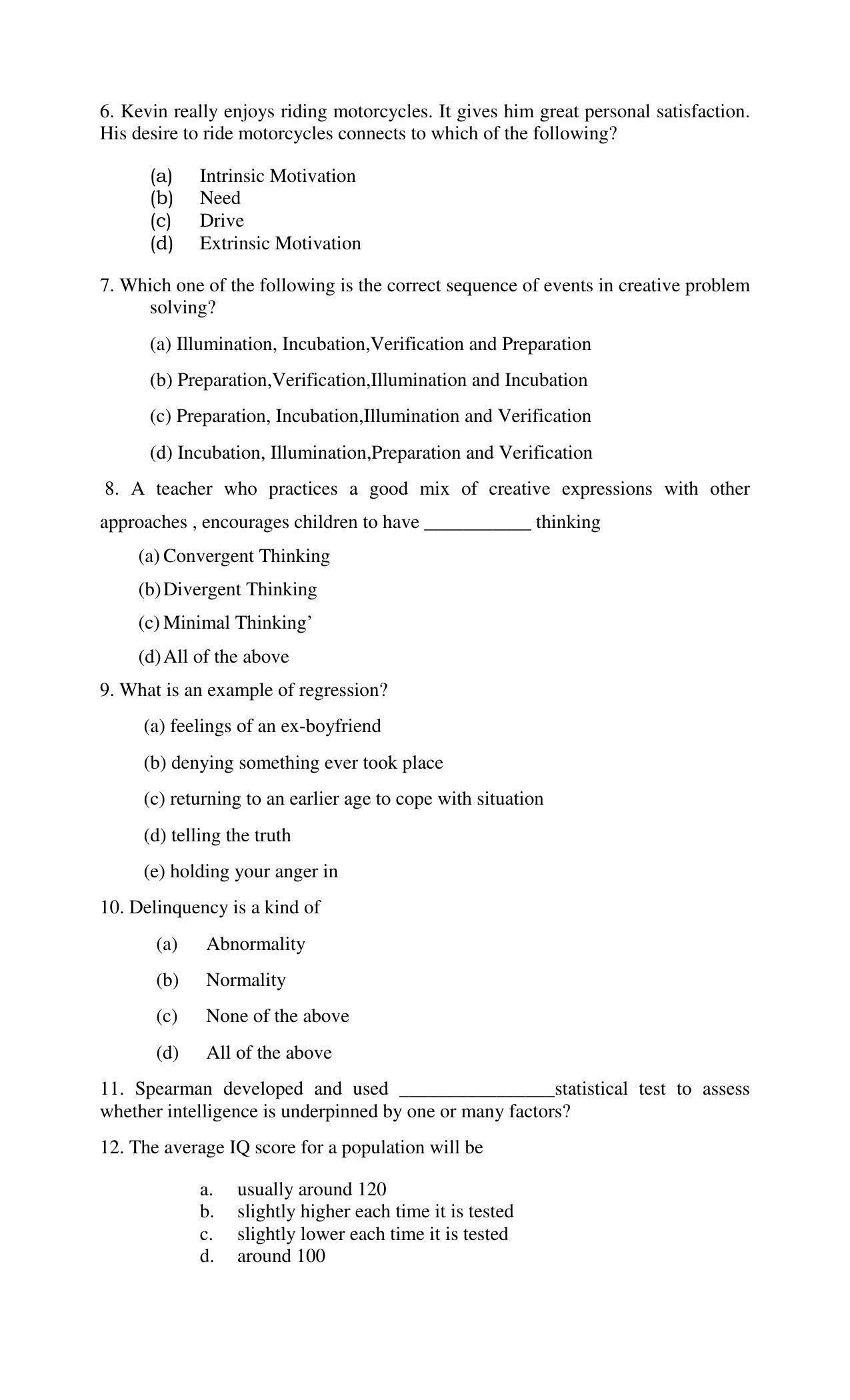 PSEB Class 12th Psychology (DA Students) Model Paper 2024 - Page 2