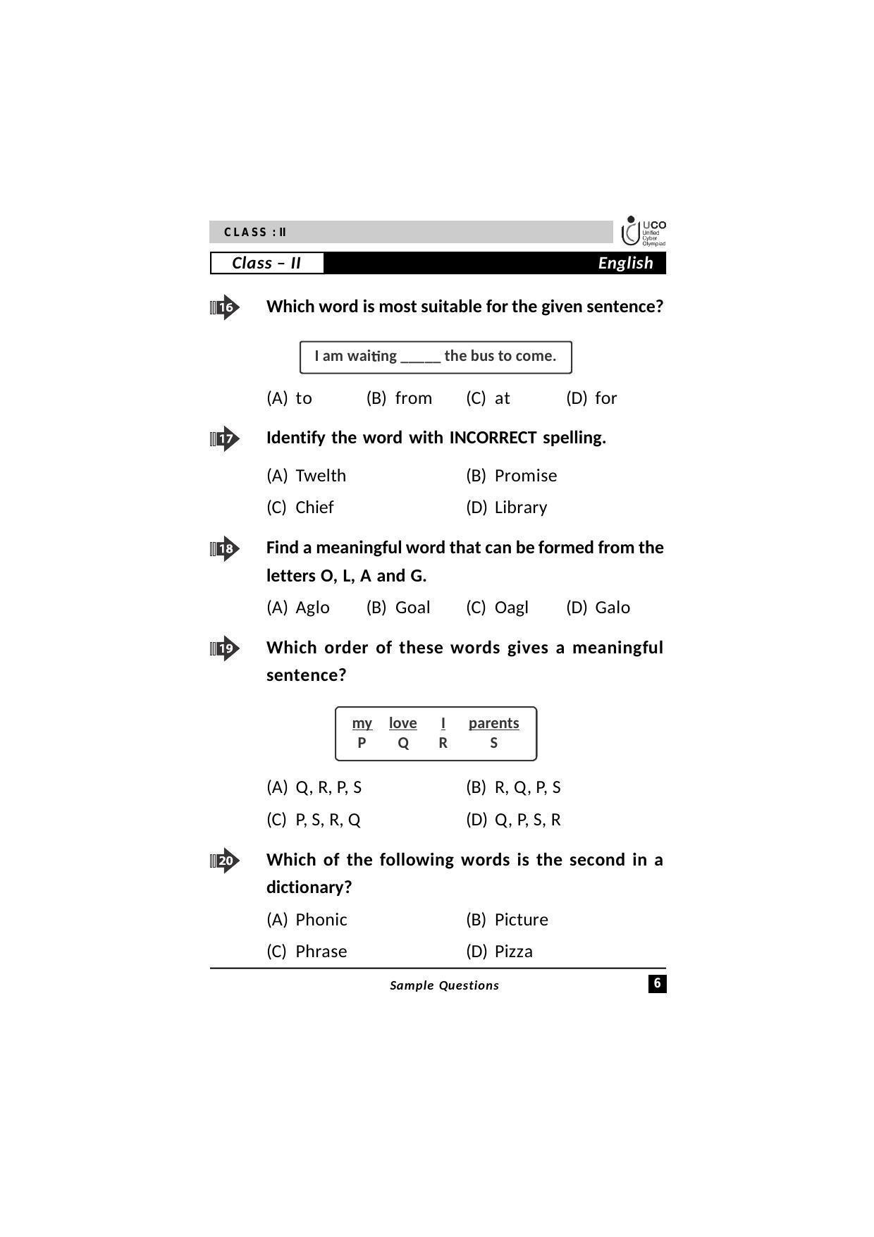 Unicus Cyber Olympiad Class 2 Sample Papers - Page 6