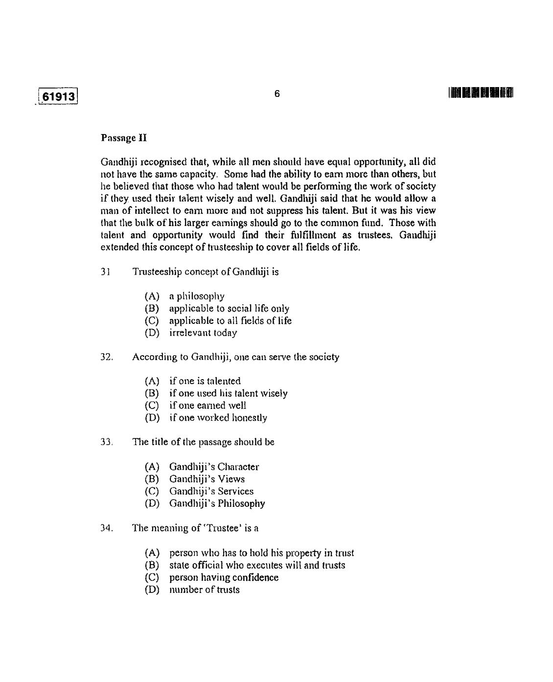 CUSAT CAT 2013 3 YEAR LL.B Question Paper - Page 7