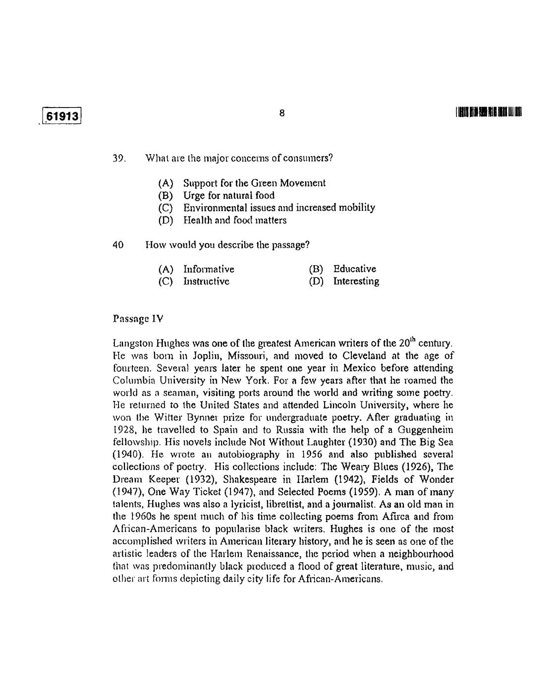 CUSAT CAT 2013 3 YEAR LL.B Question Paper - Page 8