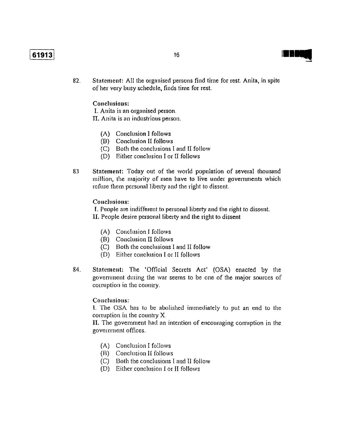 CUSAT CAT 2013 3 YEAR LL.B Question Paper - Page 17