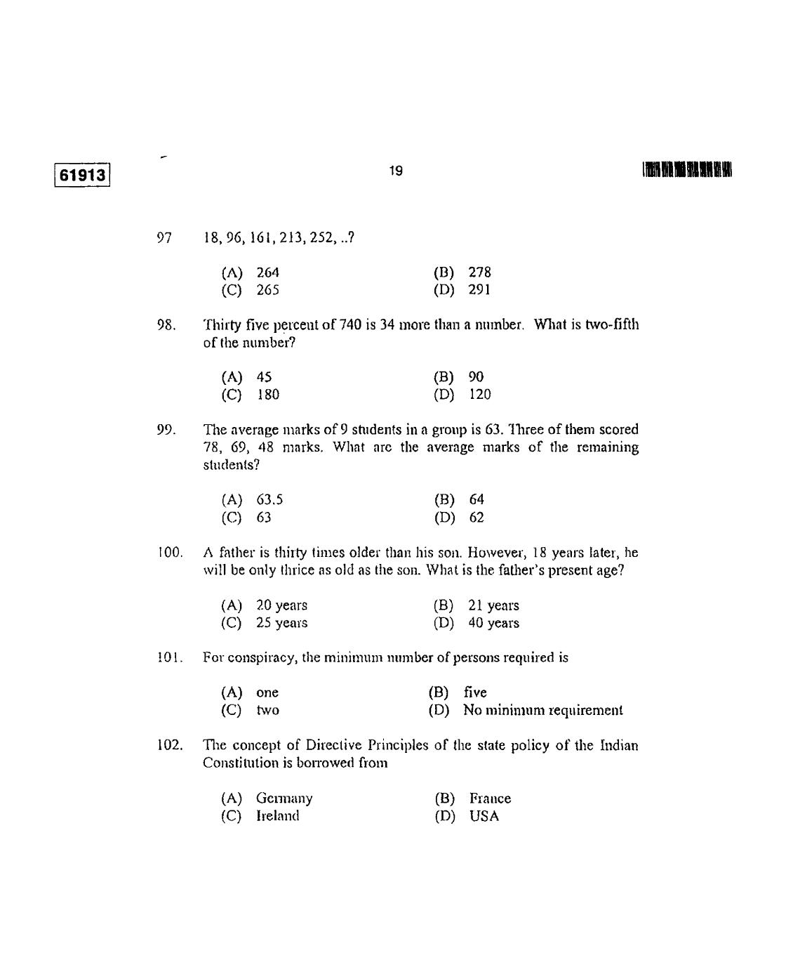 CUSAT CAT 2013 3 YEAR LL.B Question Paper - Page 20