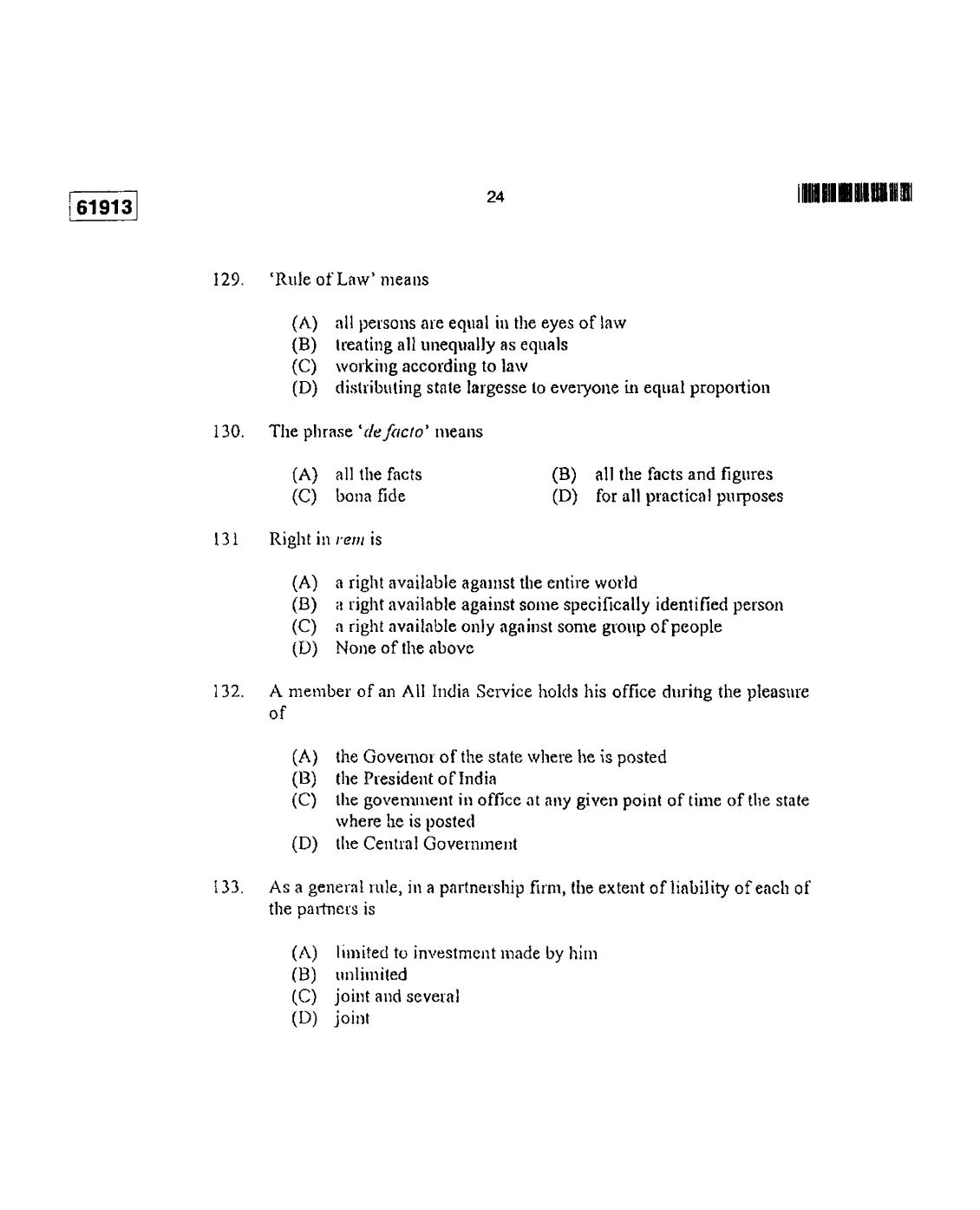 CUSAT CAT 2013 3 YEAR LL.B Question Paper - Page 25