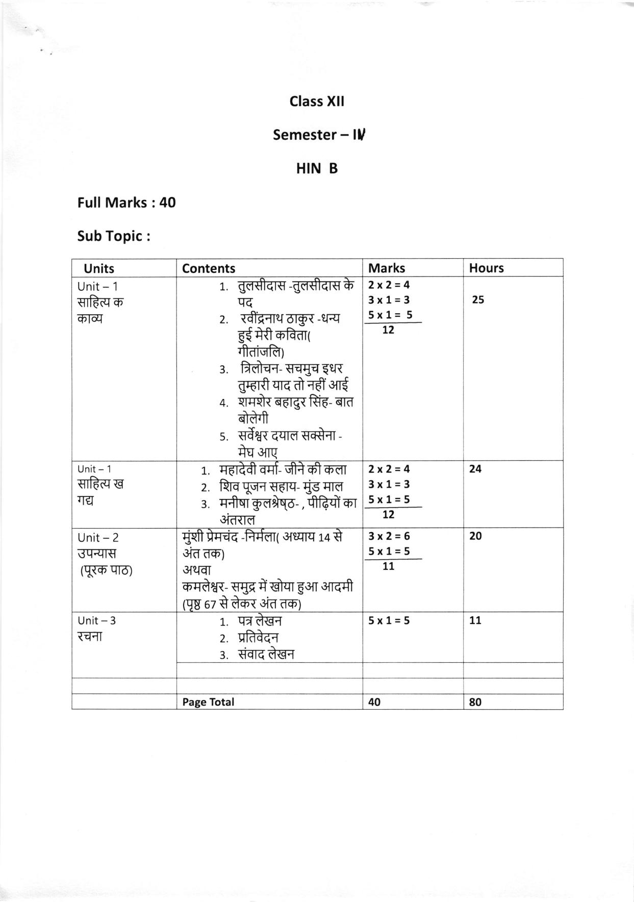 WBCHSE Class 11 & 12 Syllabus for Hindi-B (HINB) (Language) - Page 7