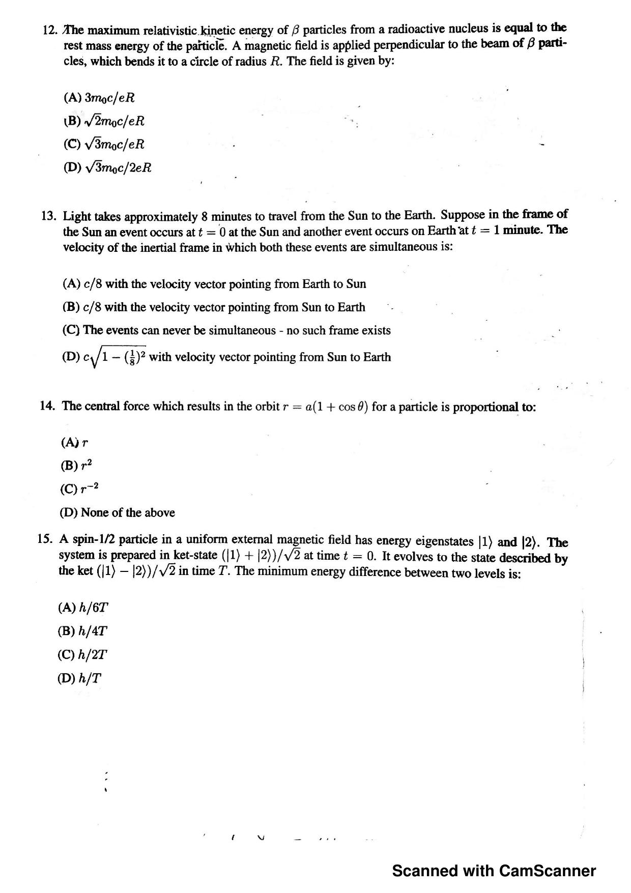 JEST 2016 Physics Question Paper with Answer key - Page 5
