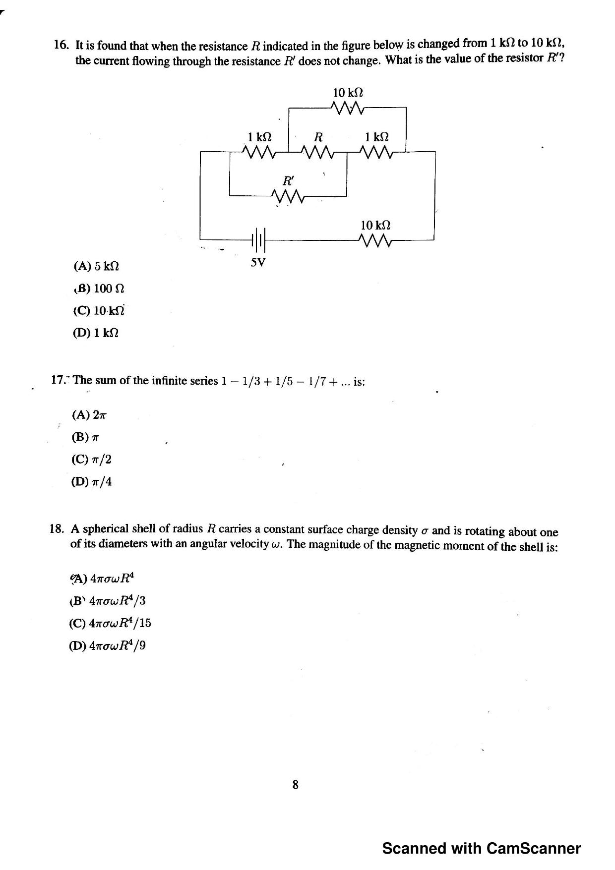 JEST 2016 Physics Question Paper with Answer key - Page 6