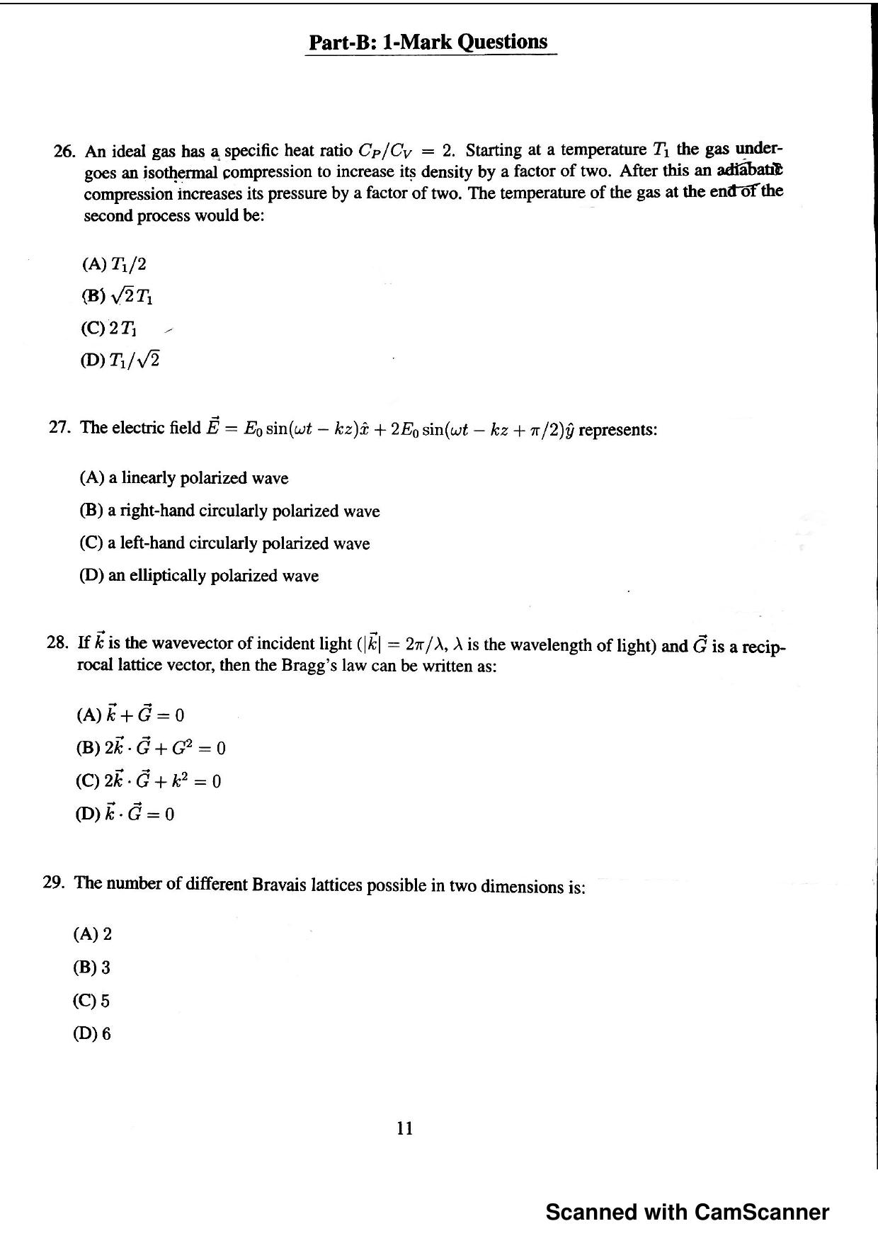 JEST 2016 Physics Question Paper with Answer key - Page 9