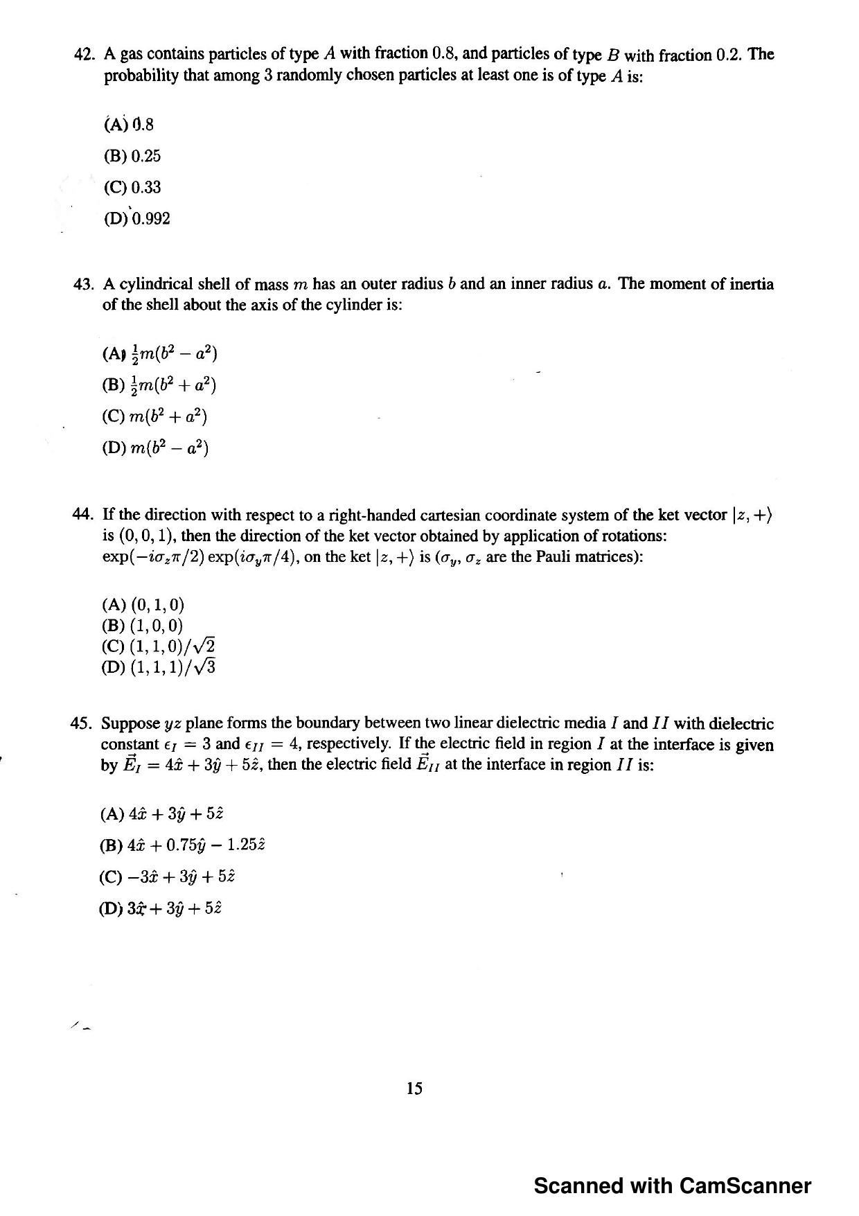 JEST 2016 Physics Question Paper with Answer key - Page 13