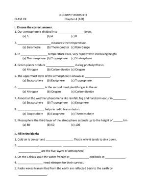 CBSE Worksheets for Class 7 Geography Air Assignment 2