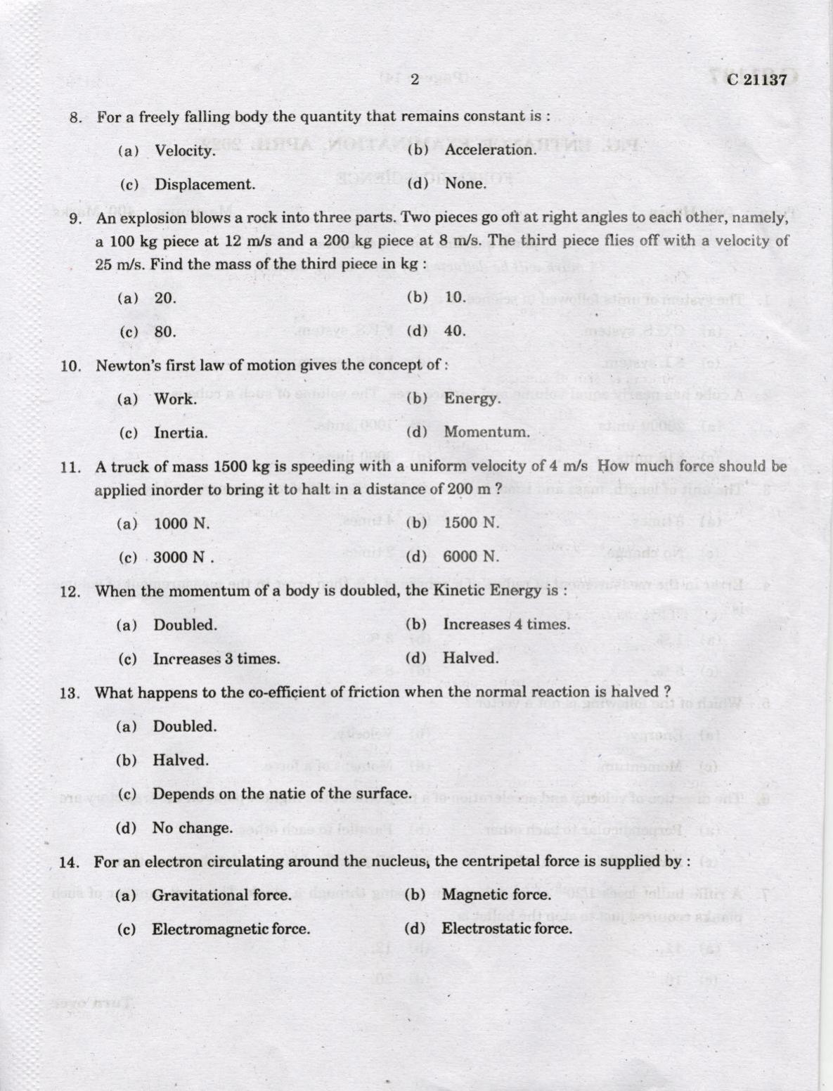 CUCAT 2022 M.Sc Forensic Science Question Paper - Page 2