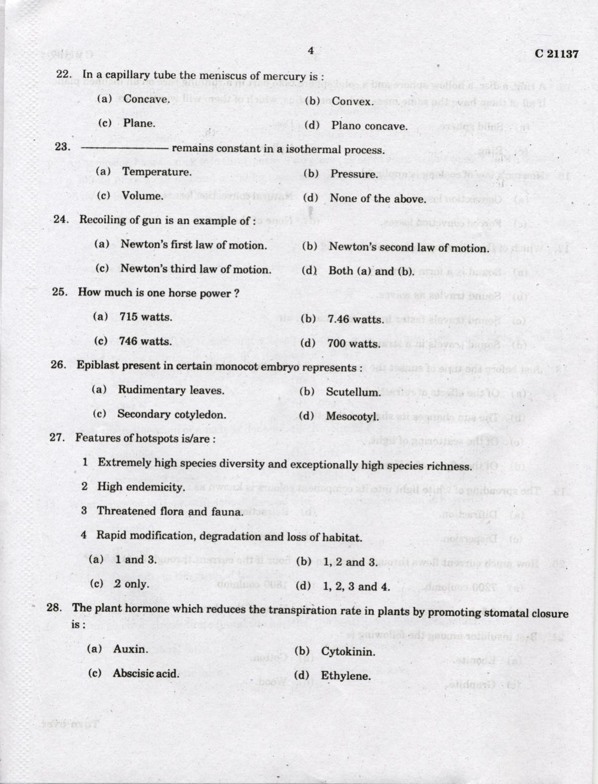 CUCAT 2022 M.Sc Forensic Science Question Paper - Page 4