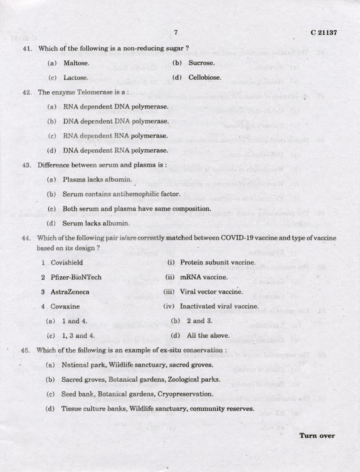 CUCAT 2022 M.Sc Forensic Science Question Paper - Page 7