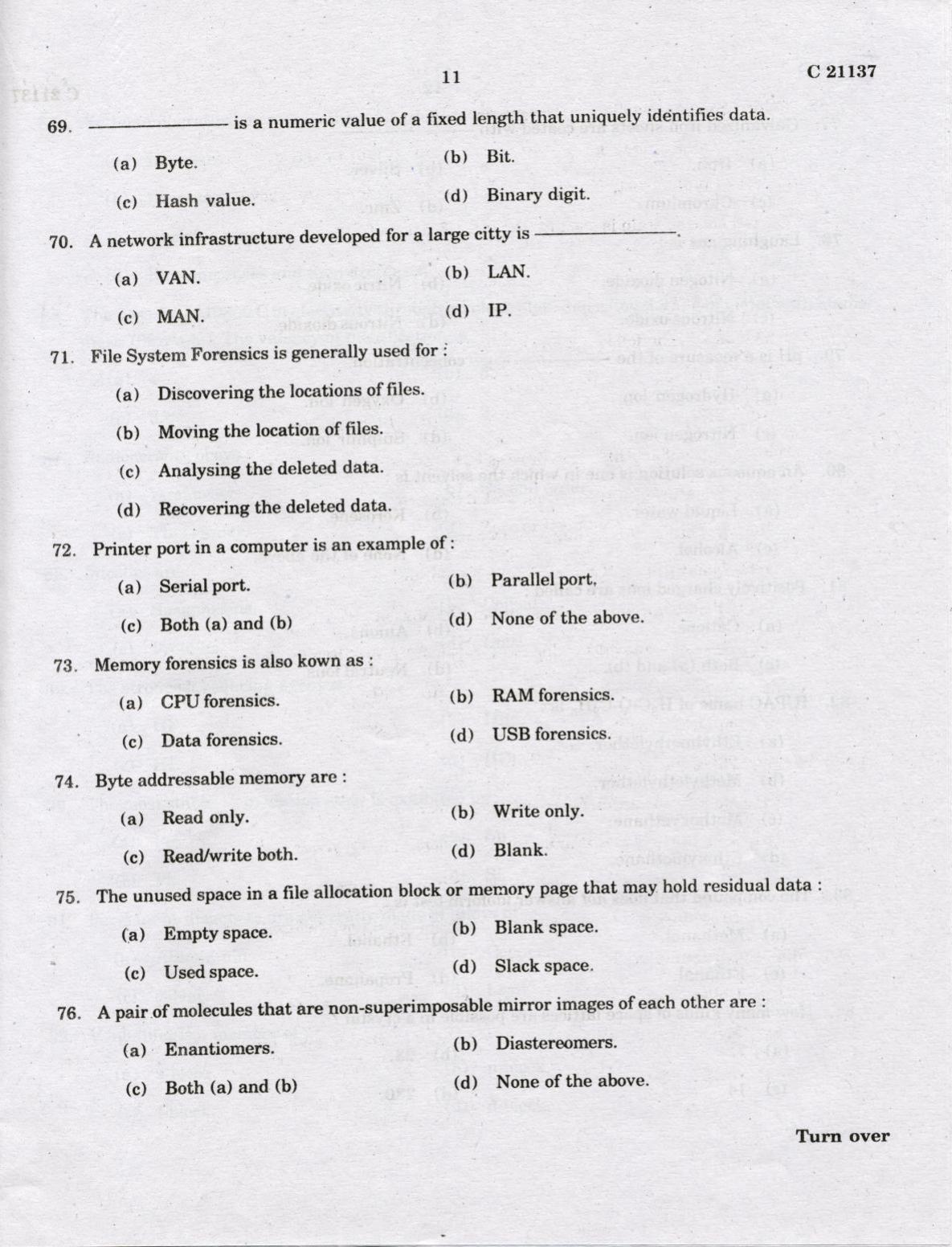 CUCAT 2022 M.Sc Forensic Science Question Paper - Page 11