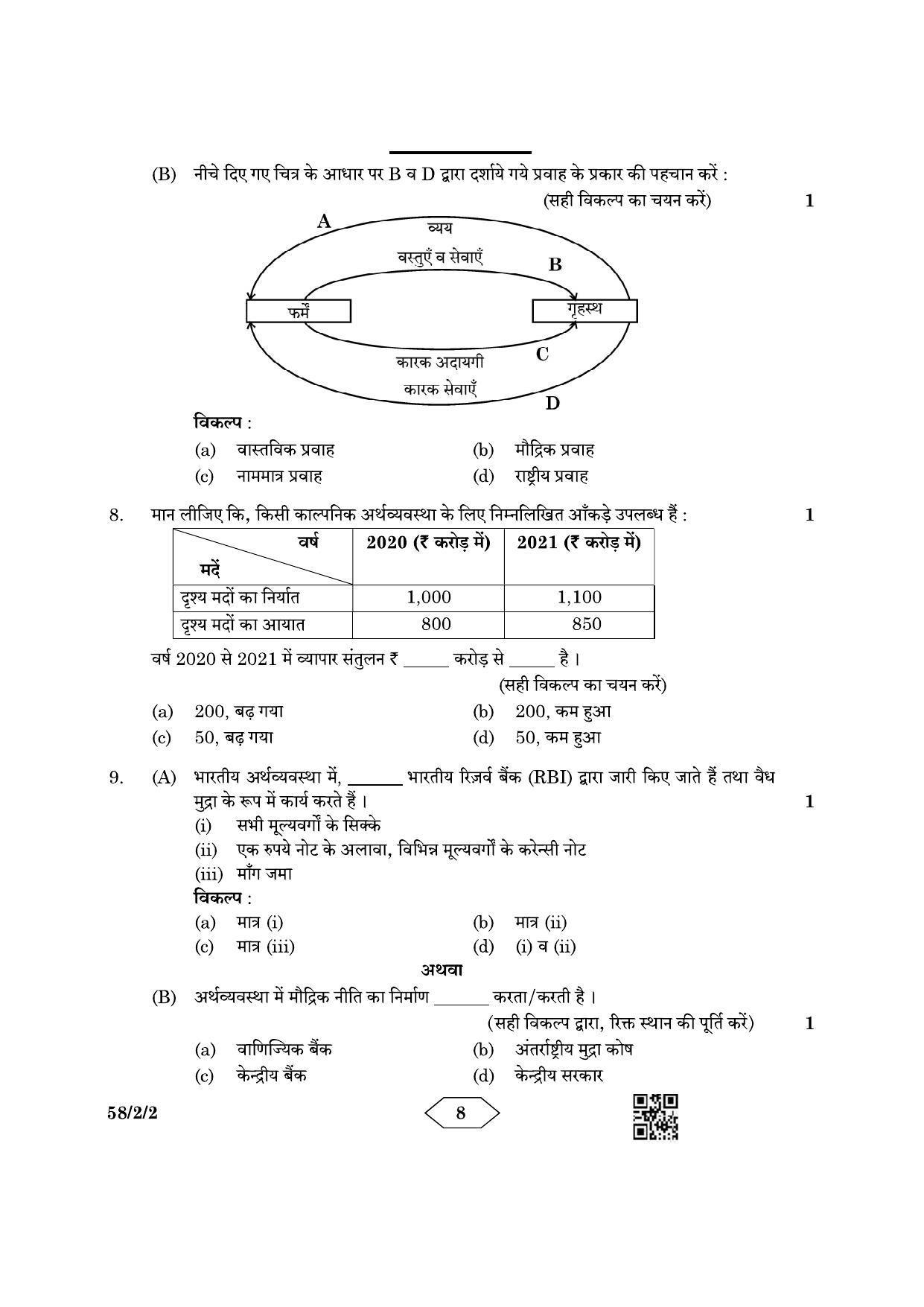 CBSE Class 12 58-2-2 Economics 2023 Question Paper - Page 8