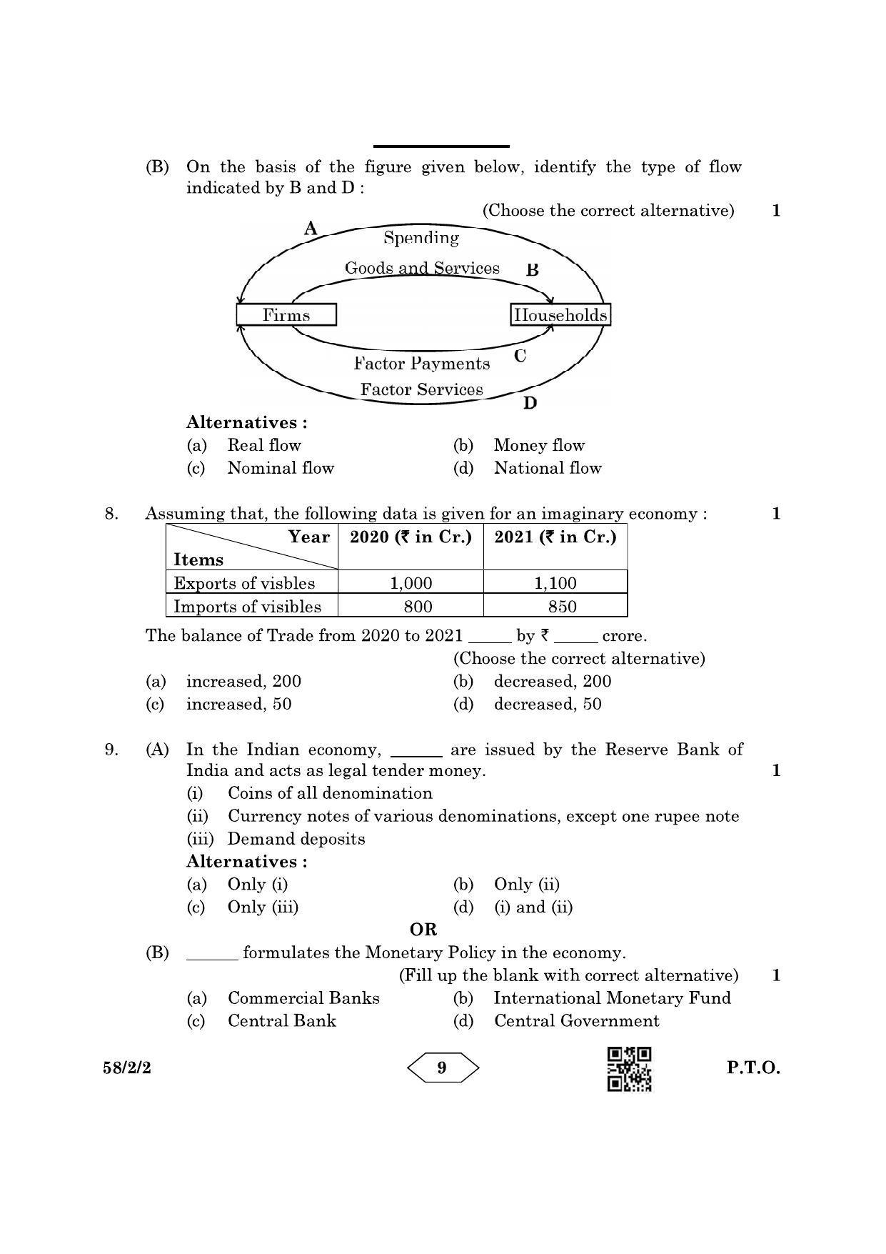 CBSE Class 12 58-2-2 Economics 2023 Question Paper - Page 9