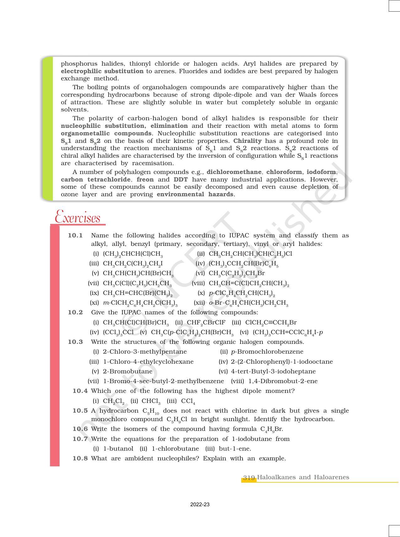 NCERT Book for Class 12 Chemistry Chapter 10 Haloalkanes and Haloarenes - Page 31