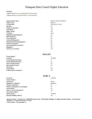 TS PGLCET 9th Oct 2020 Shift 2 Question Paper