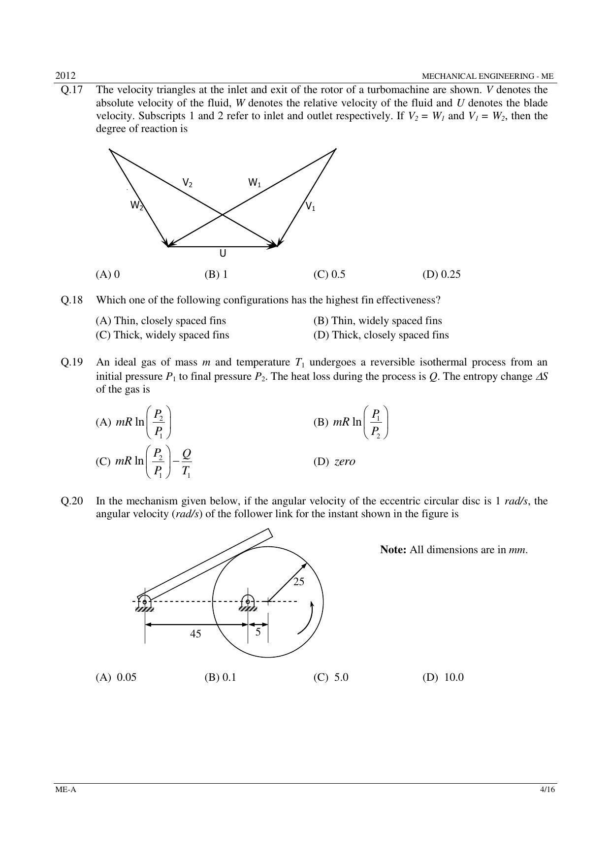 GATE 2012 Mechanical Engineering (ME) Question Paper with Answer Key - Page 4