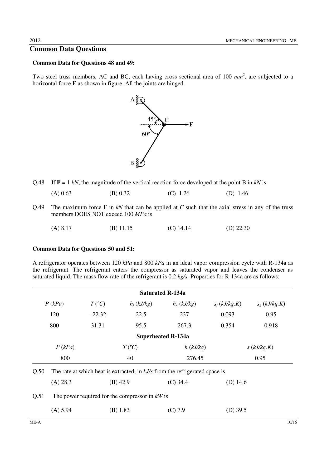 GATE 2012 Mechanical Engineering (ME) Question Paper with Answer Key - Page 10