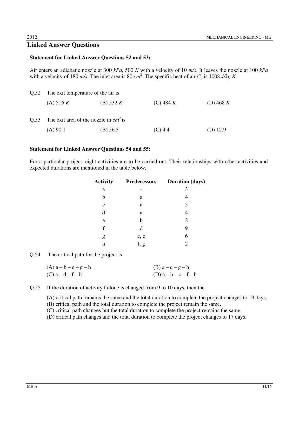 GATE 2012 Mechanical Engineering (ME) Question Paper with Answer Key - Page 11