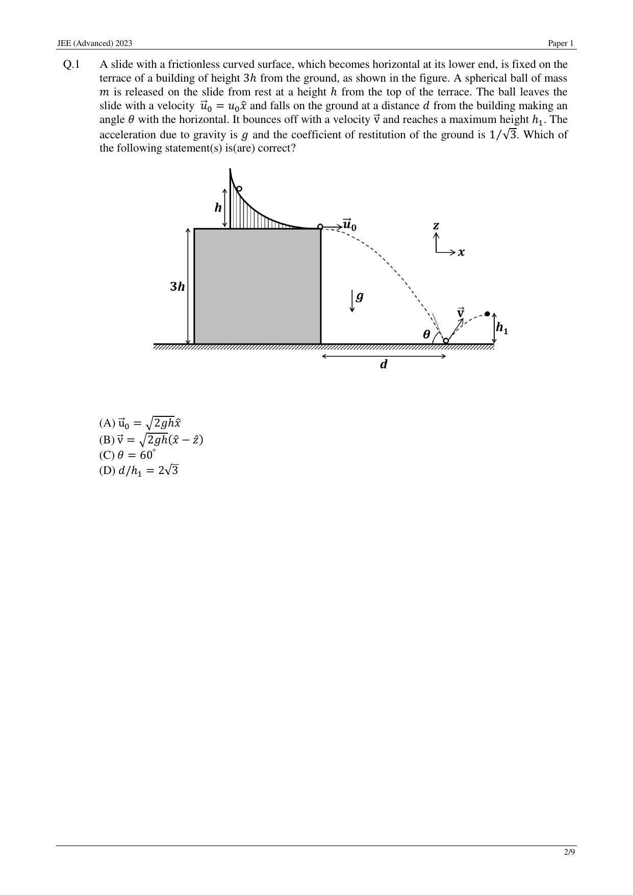JEE (Advanced) 2023 Paper I - Mathematics Question Paper - Page 12