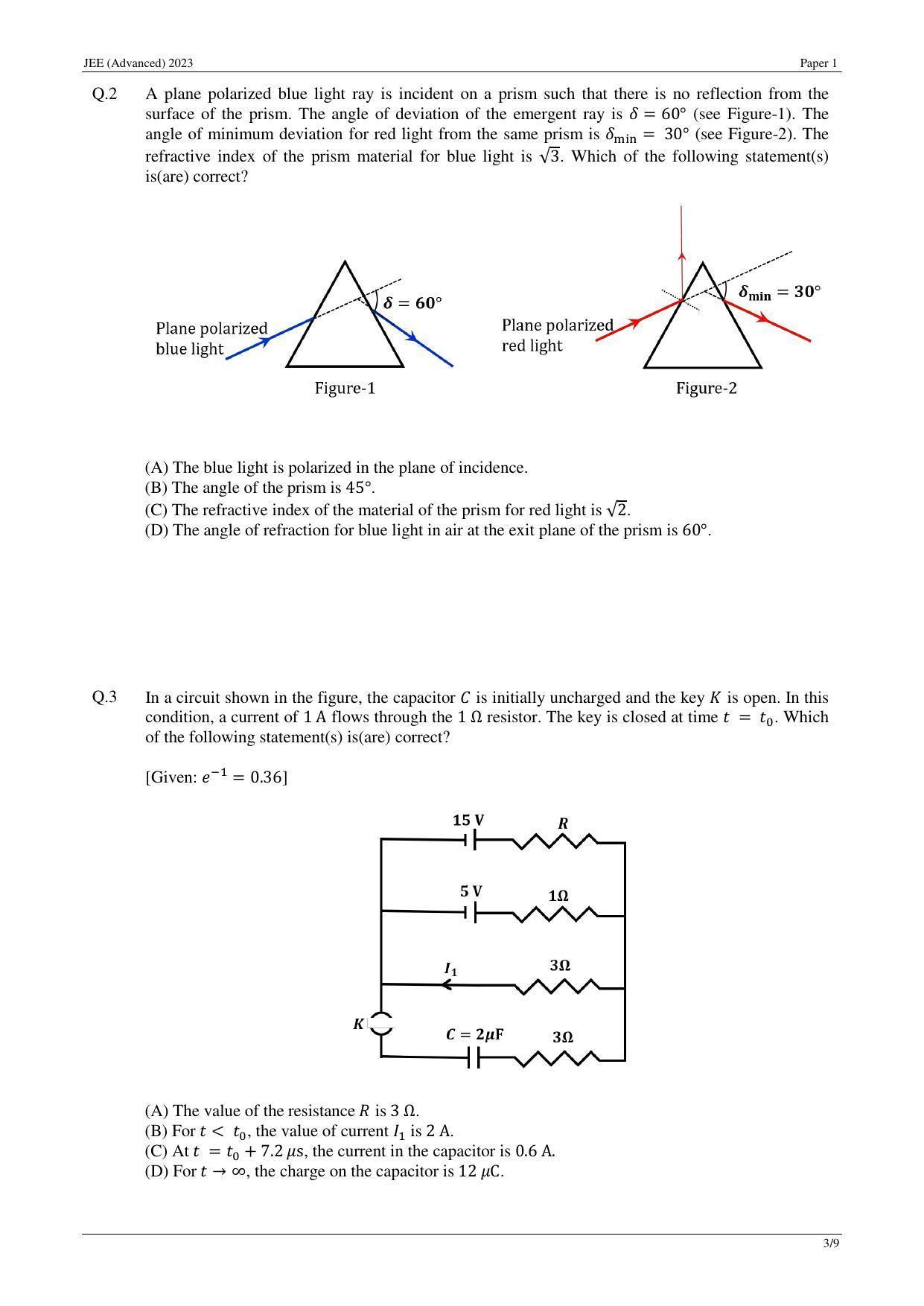 JEE (Advanced) 2023 Paper I - Mathematics Question Paper - Page 13