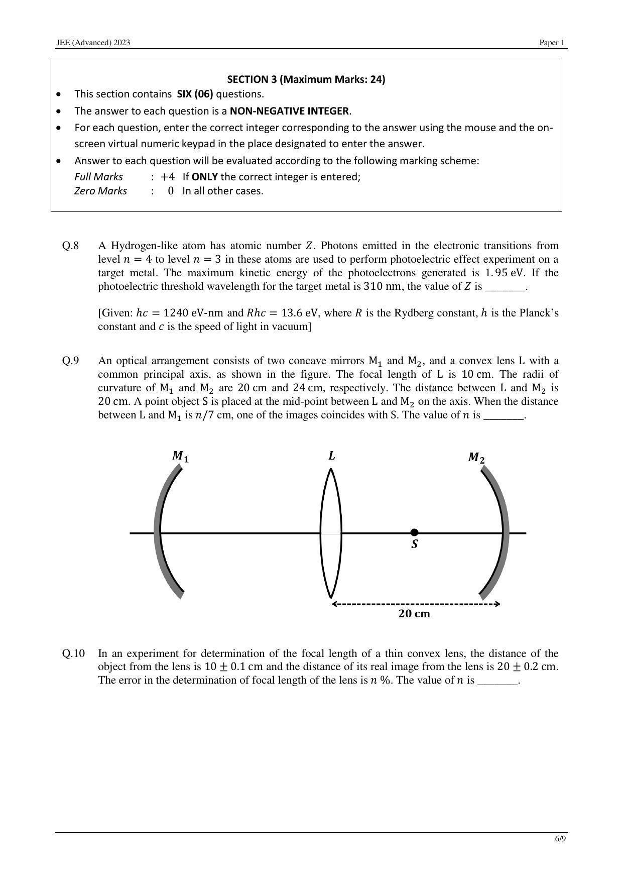 JEE (Advanced) 2023 Paper I - Mathematics Question Paper - Page 16